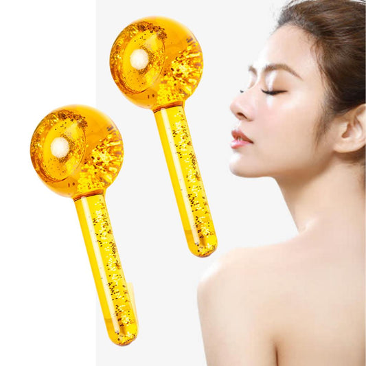 2 Pieces Facial Cooling Ice Globes Ball for Face Neck Care Yellow