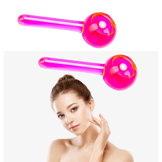 2 Pieces Facial Cooling Ice Globes Ball for Face Neck Care Dark Pink