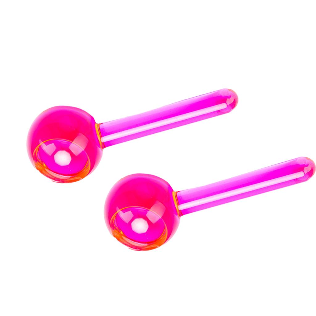 2 Pieces Facial Cooling Ice Globes Ball for Face Neck Care Dark Pink