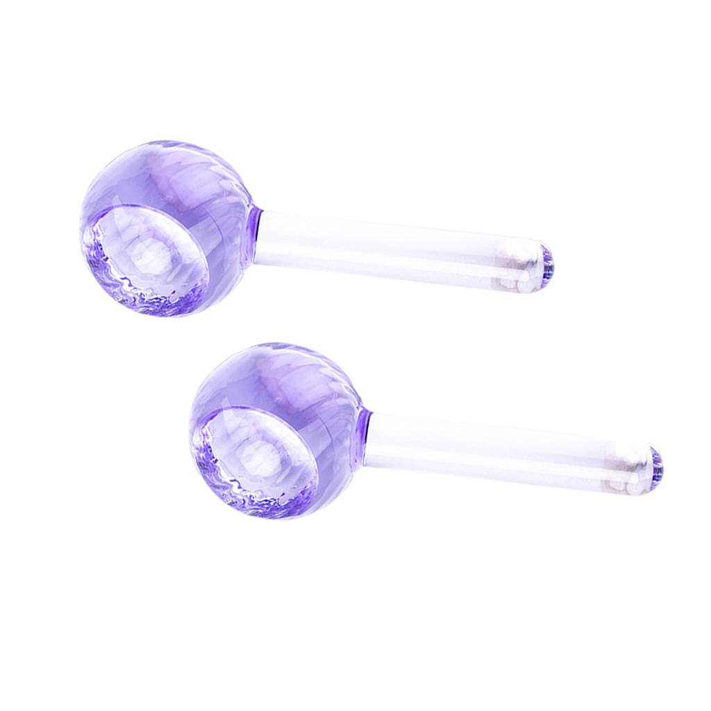 2 Pieces Facial Cooling Ice Globes Ball for Face Neck Care Light Purple