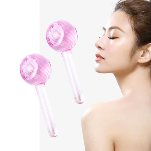 2 Pieces Facial Cooling Ice Globes Ball for Face Neck Care Light Pink