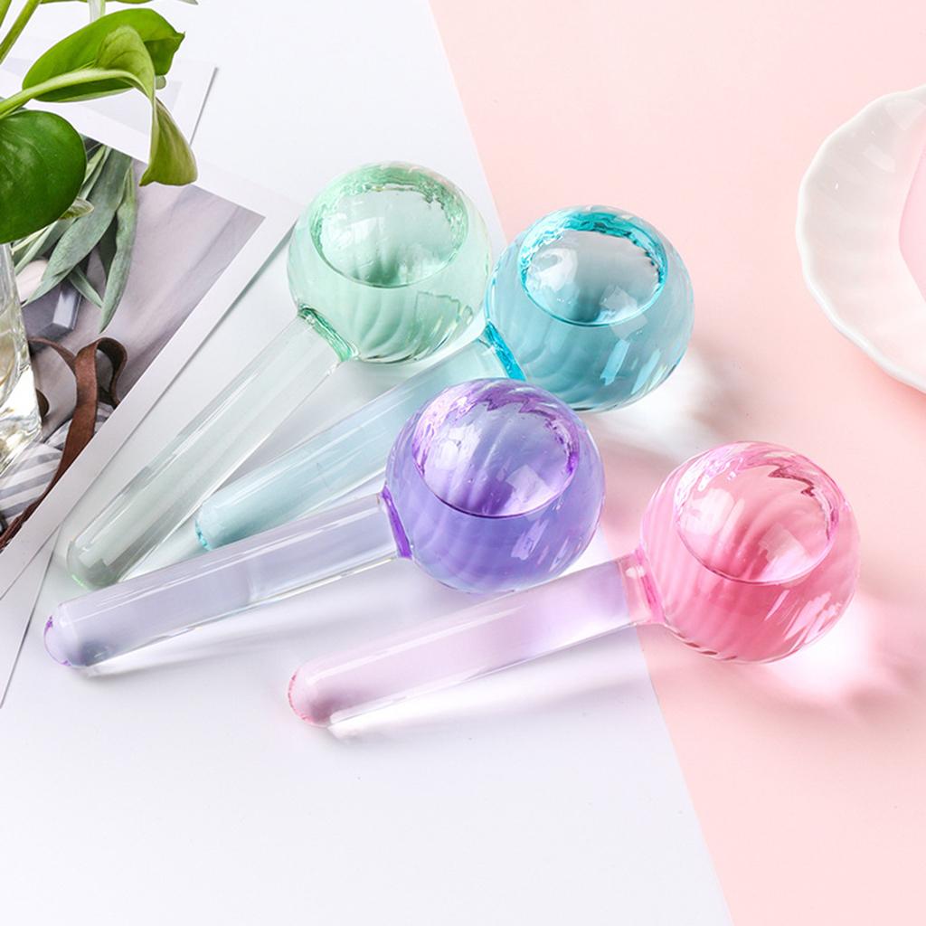 2 Pieces Facial Cooling Ice Globes Ball for Face Neck Care Light Pink