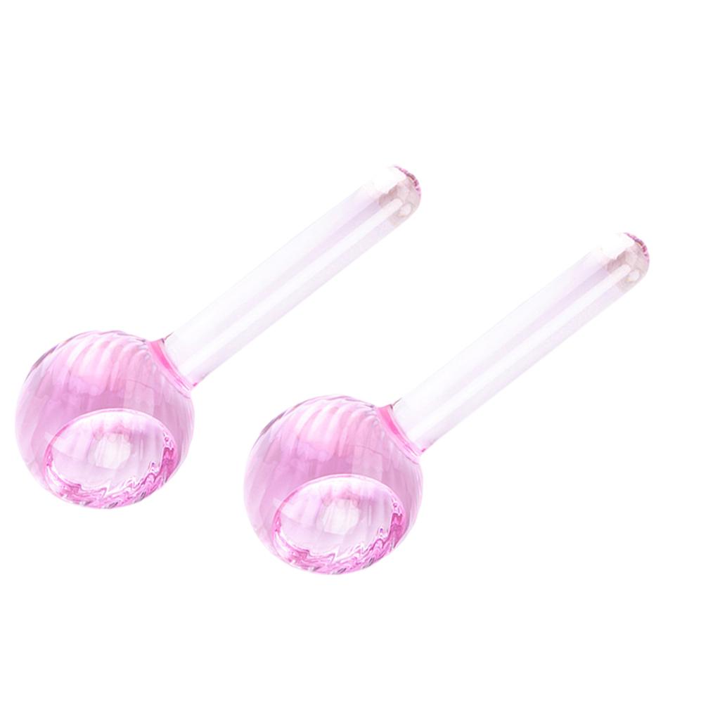 2 Pieces Facial Cooling Ice Globes Ball for Face Neck Care Light Pink