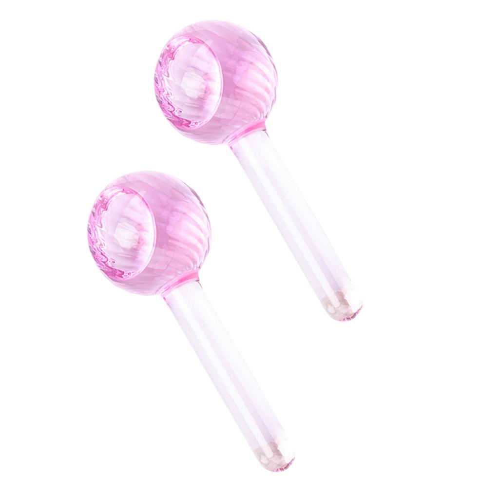 2 Pieces Facial Cooling Ice Globes Ball for Face Neck Care Light Pink