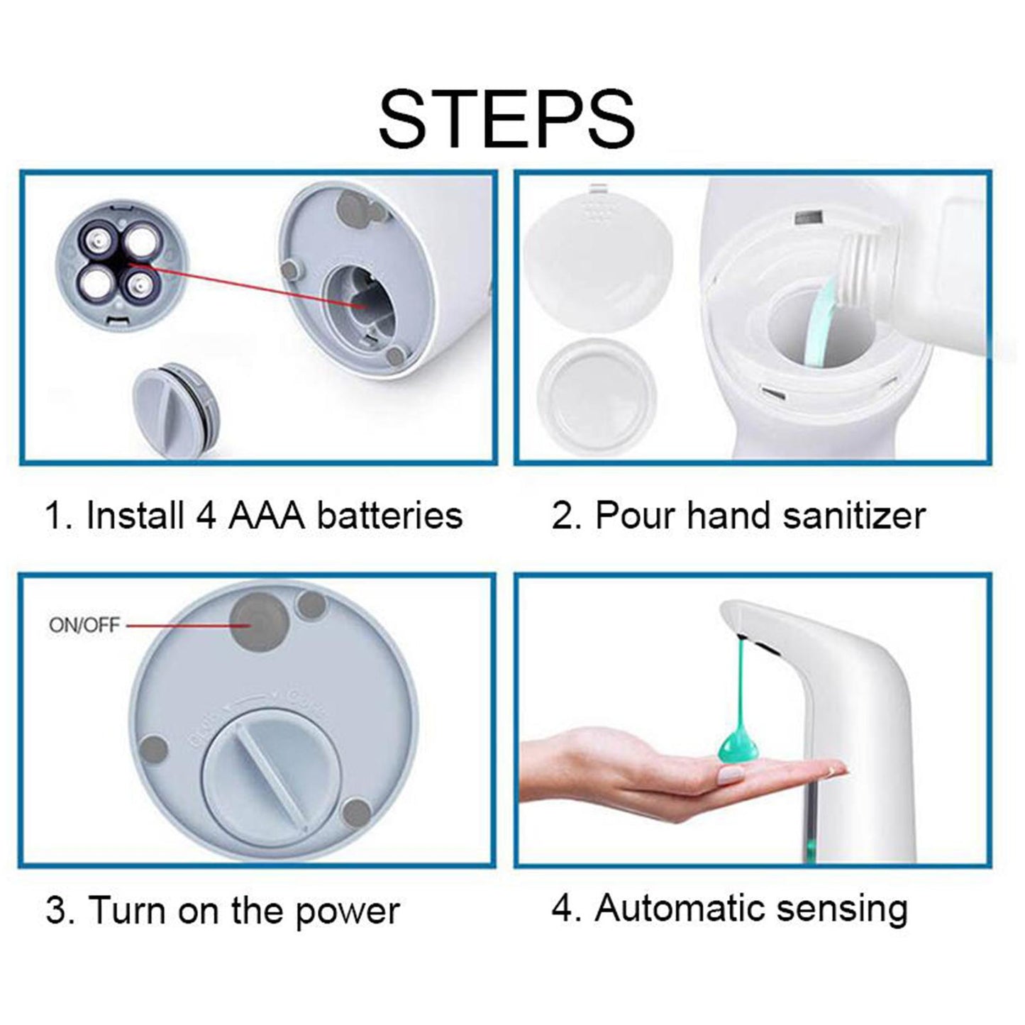 Automatic Foam Soap Dispenser Touchless Sanitizer Hands-Free IR Sensor White