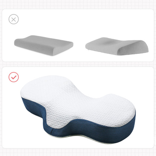 Memory Foam Cervical Pillow Neck Contour Bed Pillows Dark Blue A