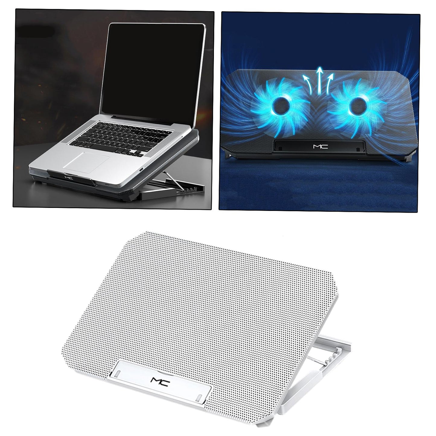 Laptop Cooler Cooling Pad 4 Adjustable Stand Radiator for Laptop PC White
