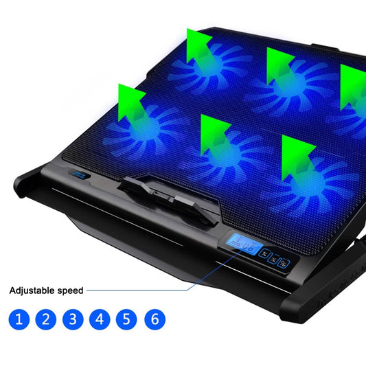 Laptop Cooling pad Notebook Cooler Stand USB 1-5 Fans LED Fit 11~17 Black"