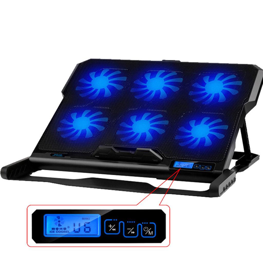 Laptop Cooling pad Notebook Cooler Stand USB 1-5 Fans LED Fit 11~17 Black"