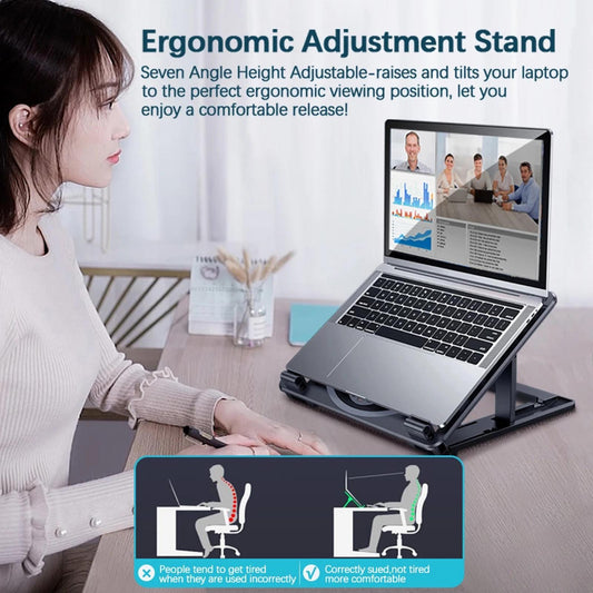 Laptop Cooling Pad with 2 Quiet Fans Light-Weight Cooler Stand for Notebook Black