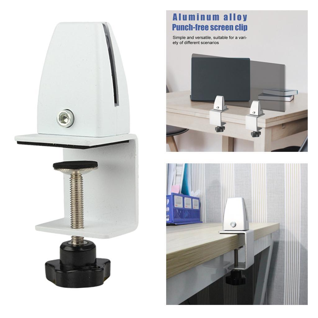 Desk Partition Clamp Office Shelf Bracket Desktop Screen Clip Holder  White