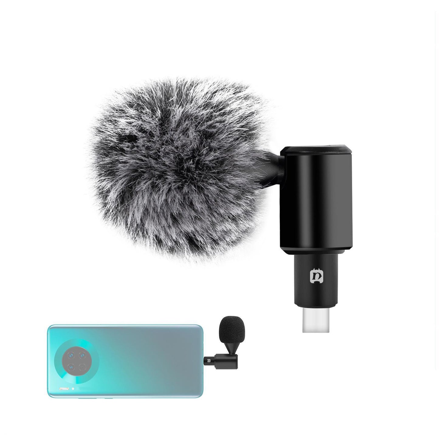 Condenser Microphone Phone Mic Plug and Play for iPhone Black USB Type C