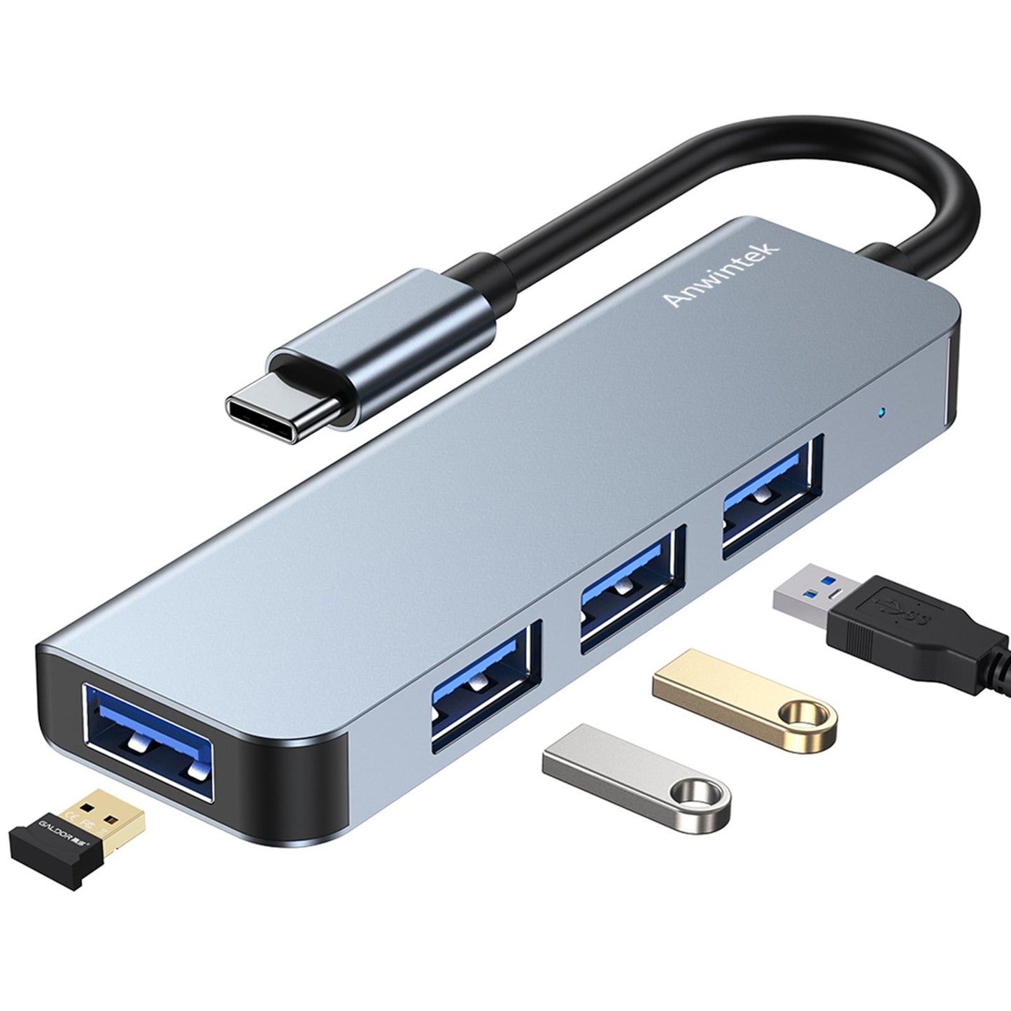 Compact 4-in-1 USB C Hub 4 Port Type C to USB Hub Adapter Splitter Expansion