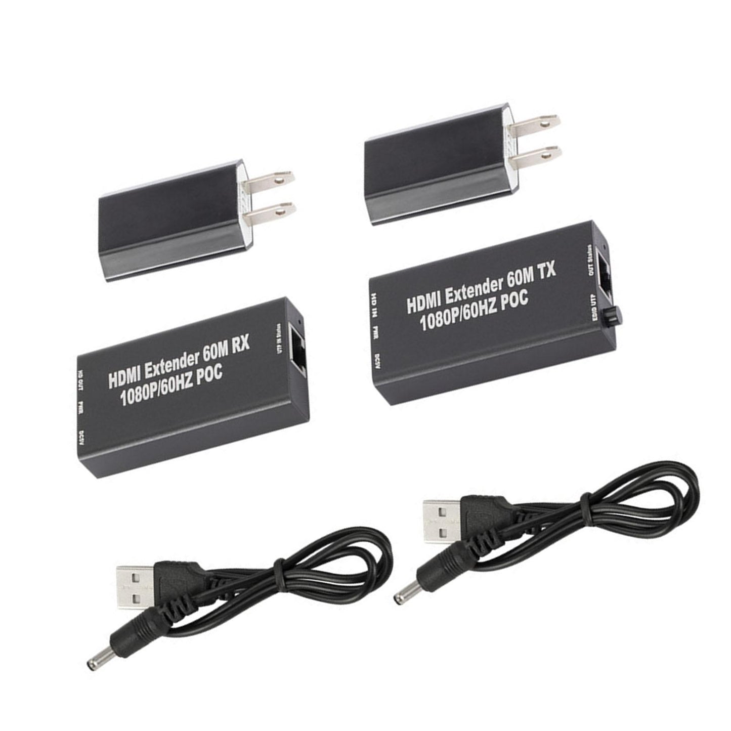 HDMI Extender Balun with IR Over Single CAT5e or CAT6 60M  US Plug