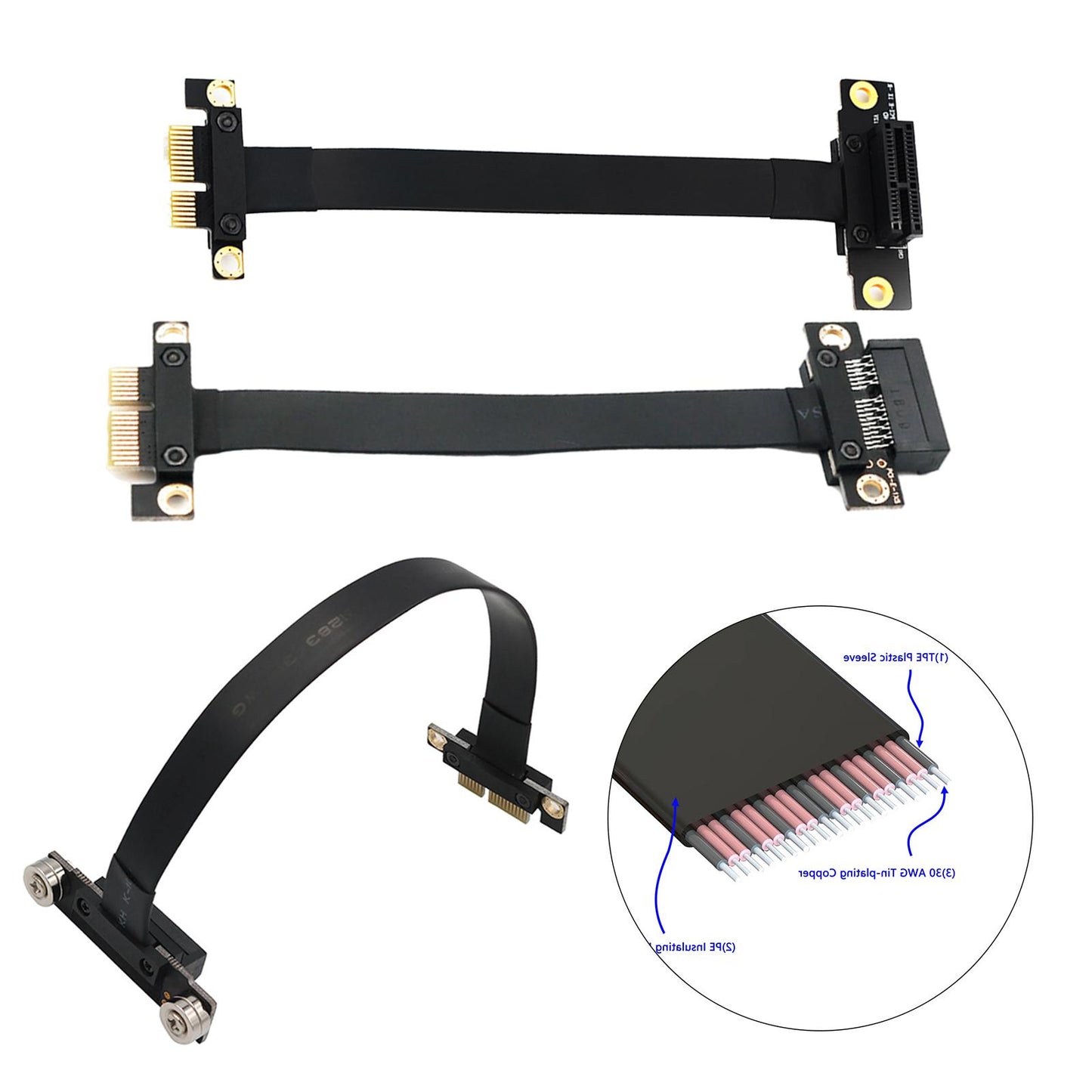 PCI-e PCI Express 36PIN 1X Extension cable Extender 180 Degree 20cm