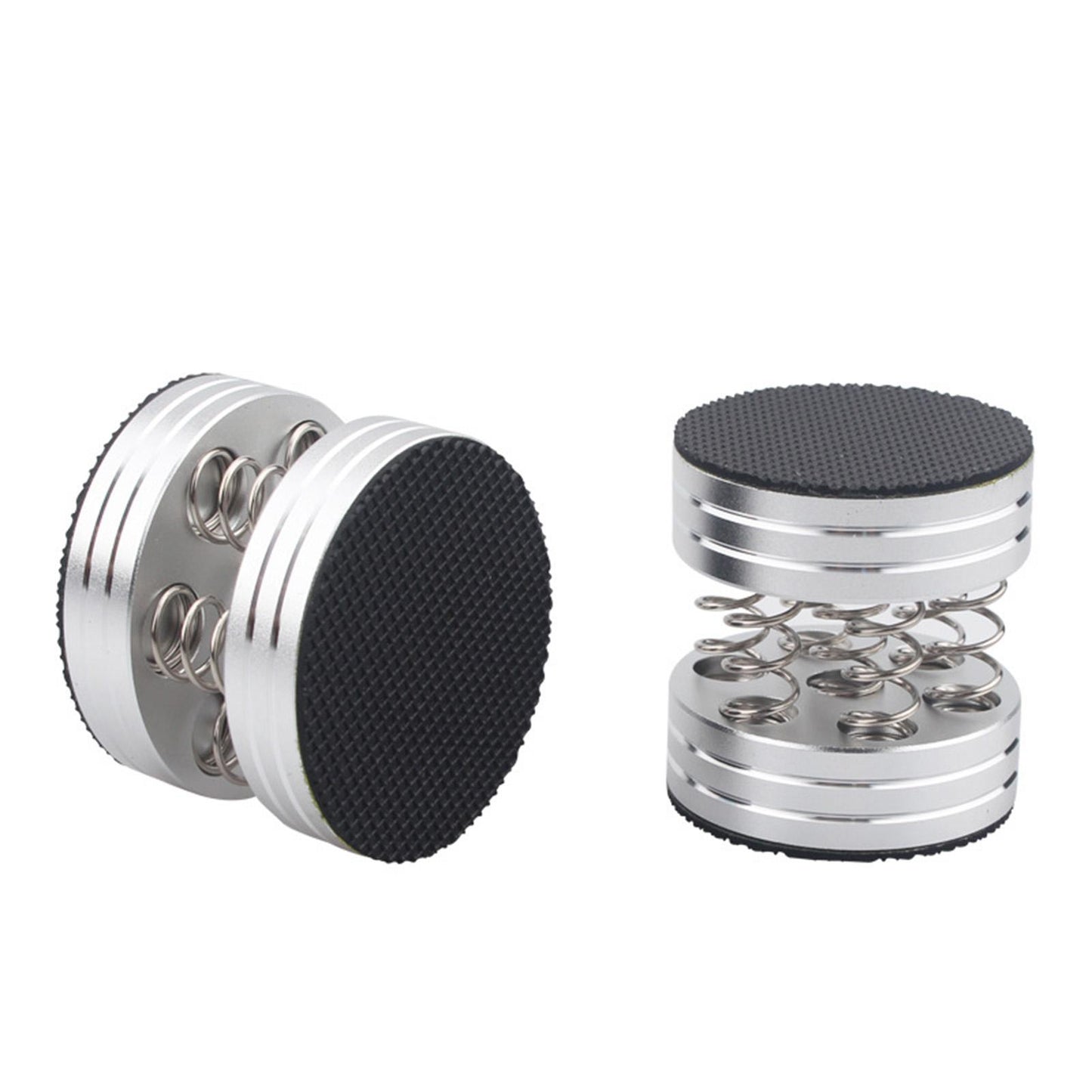 4PCS 44x38mm CNC Aluminum Spring Speakers Spikes Isolation Stand Silver