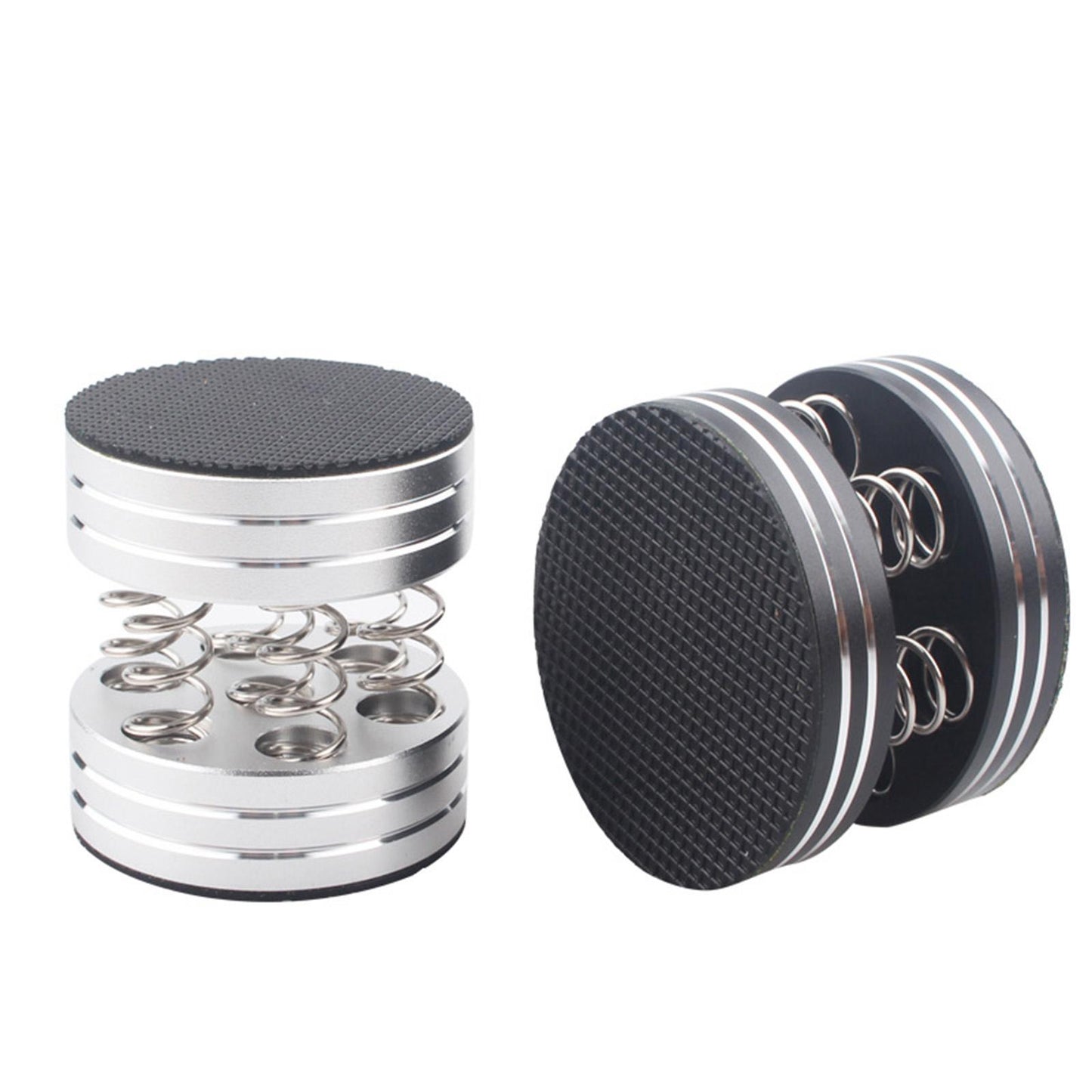 4PCS 44x38mm CNC Aluminum Spring Speakers Spikes Isolation Stand Silver