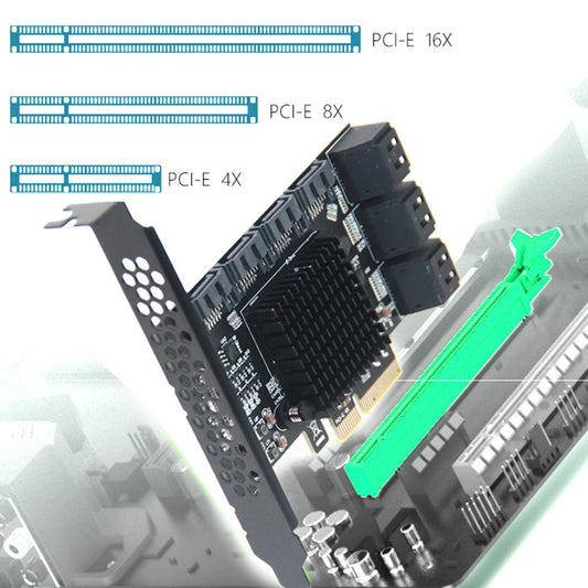 1x PCIE to 6Gbps SATA 10Port SATA 3.0 PCI-Express Expansion Card Adapter
