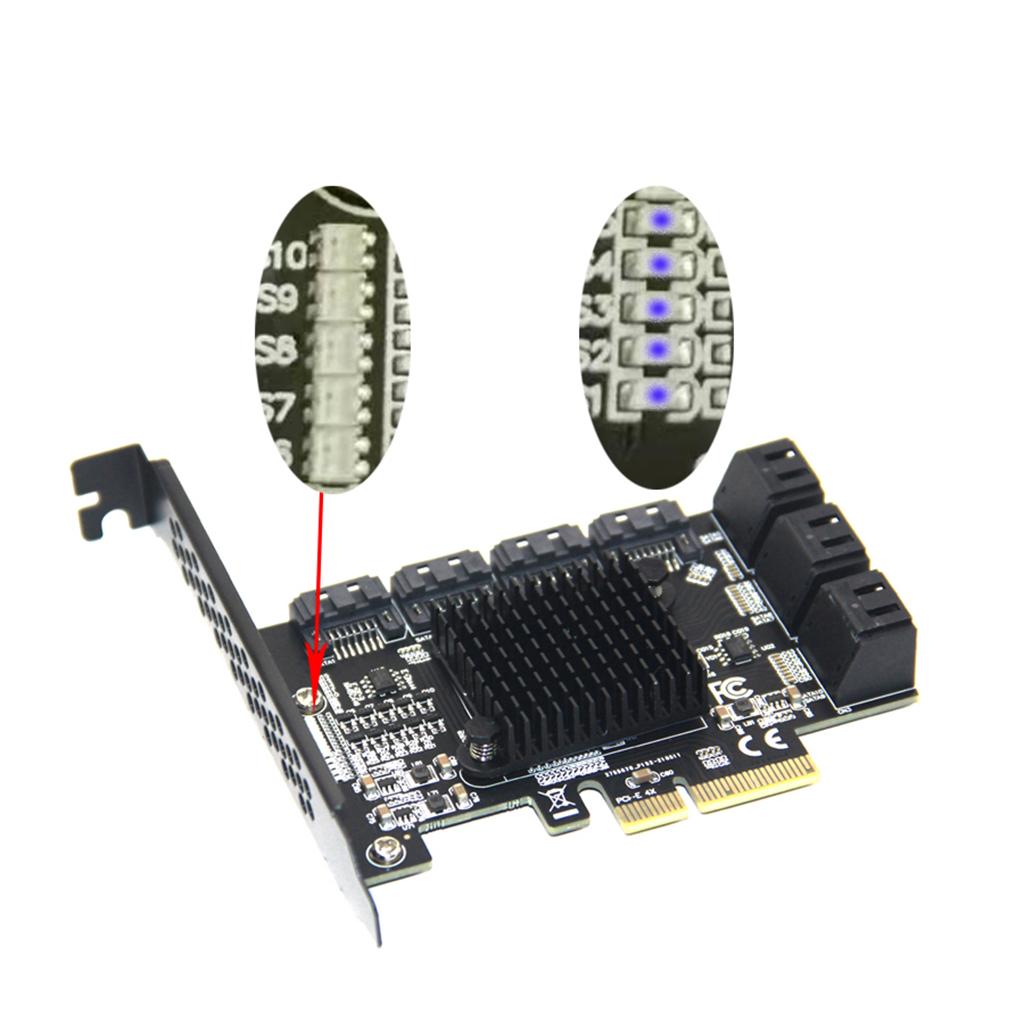 1x PCIE to 6Gbps SATA 10Port SATA 3.0 PCI-Express Expansion Card Adapter