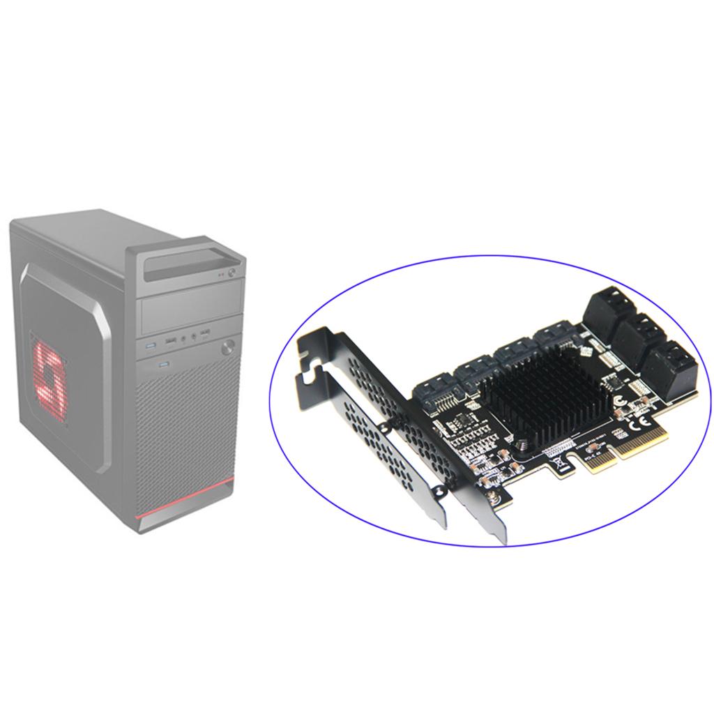 1x PCIE to 6Gbps SATA 10Port SATA 3.0 PCI-Express Expansion Card Adapter
