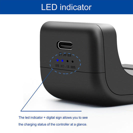 1800mAh Charging Kit Battery Charger w/LED Indicator For PS5 Handle Black