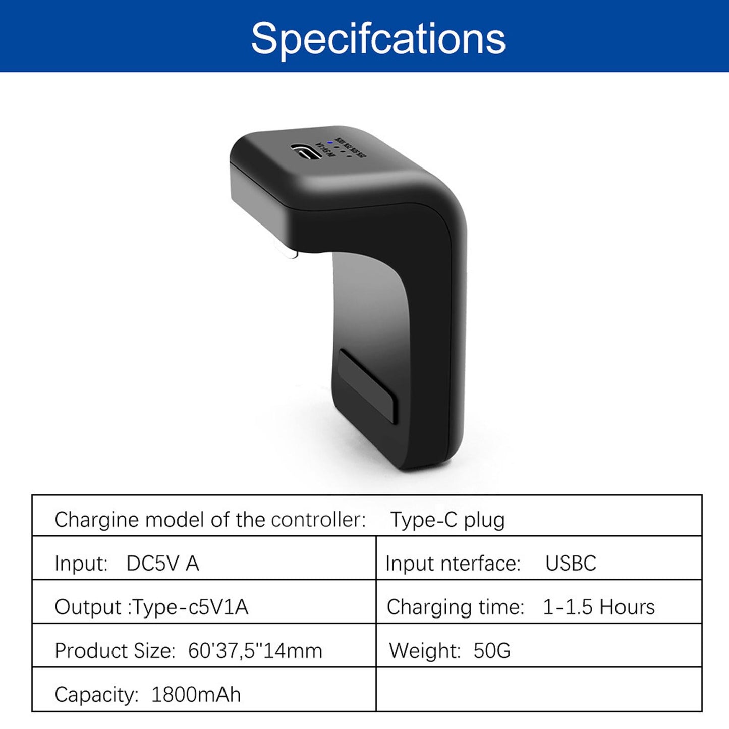 1800mAh Charging Kit Battery Charger w/LED Indicator For PS5 Handle Black