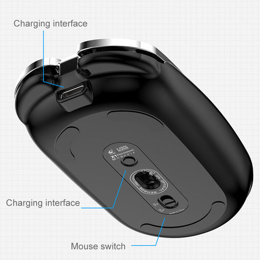 NEW 2.4G Wireless Silence Gaming Mouse Ergonomic Rechargeable 8 Button Mice Black