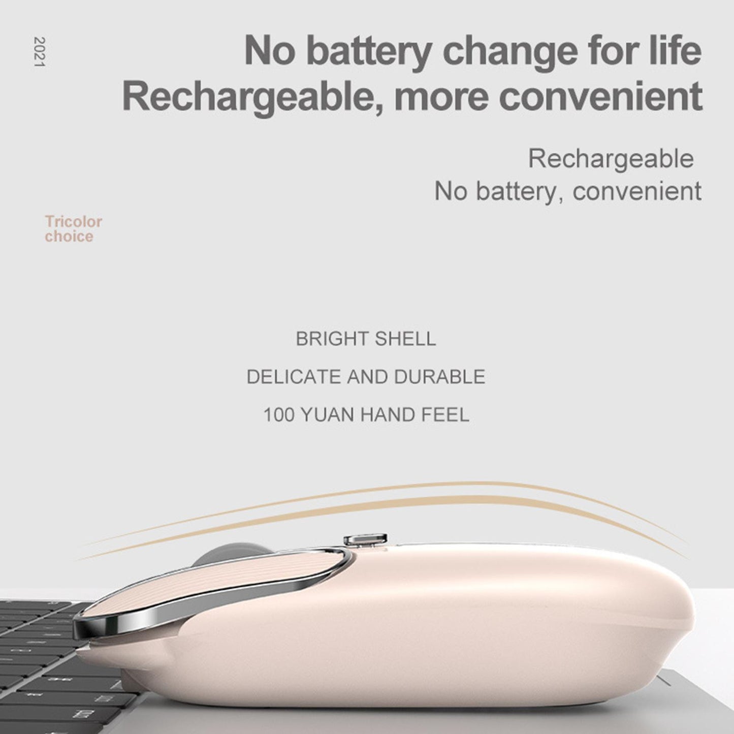 NEW 2.4G Wireless Silence Gaming Mouse Ergonomic Rechargeable 8 Button Mice Milk Tea