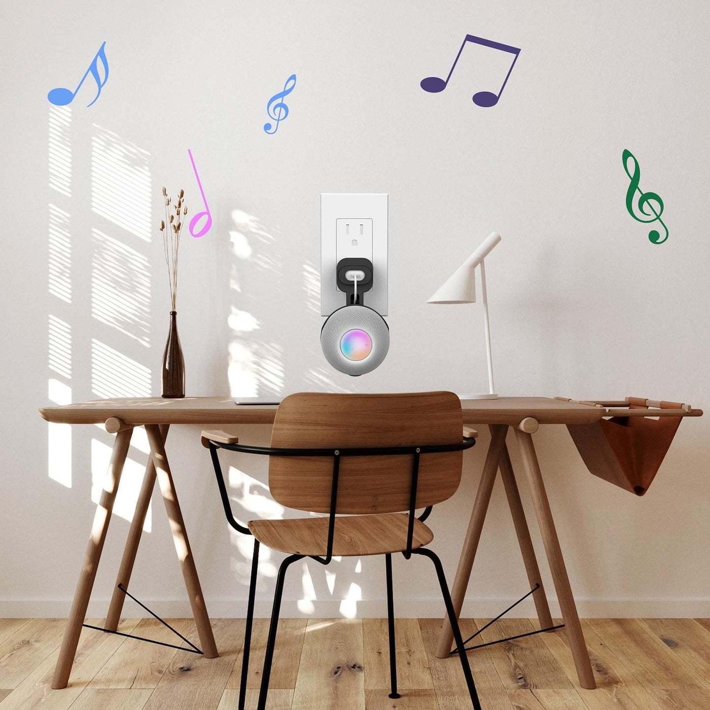 Portable Wall Mount Bracket Holder Bracket for Smart Home Speaker Black