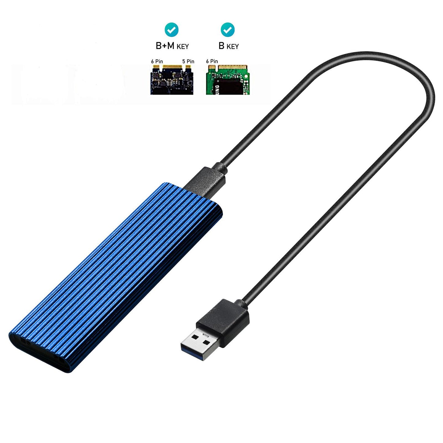 USB 3.0 to NGFF M.2 B Key SSD External Enclosure Case Cover Adapter Blue