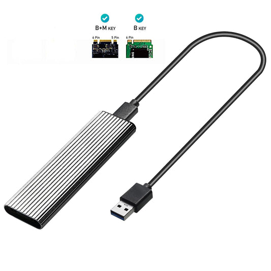 USB 3.0 to NGFF M.2 B Key SSD External Enclosure Case Cover Adapter Silver