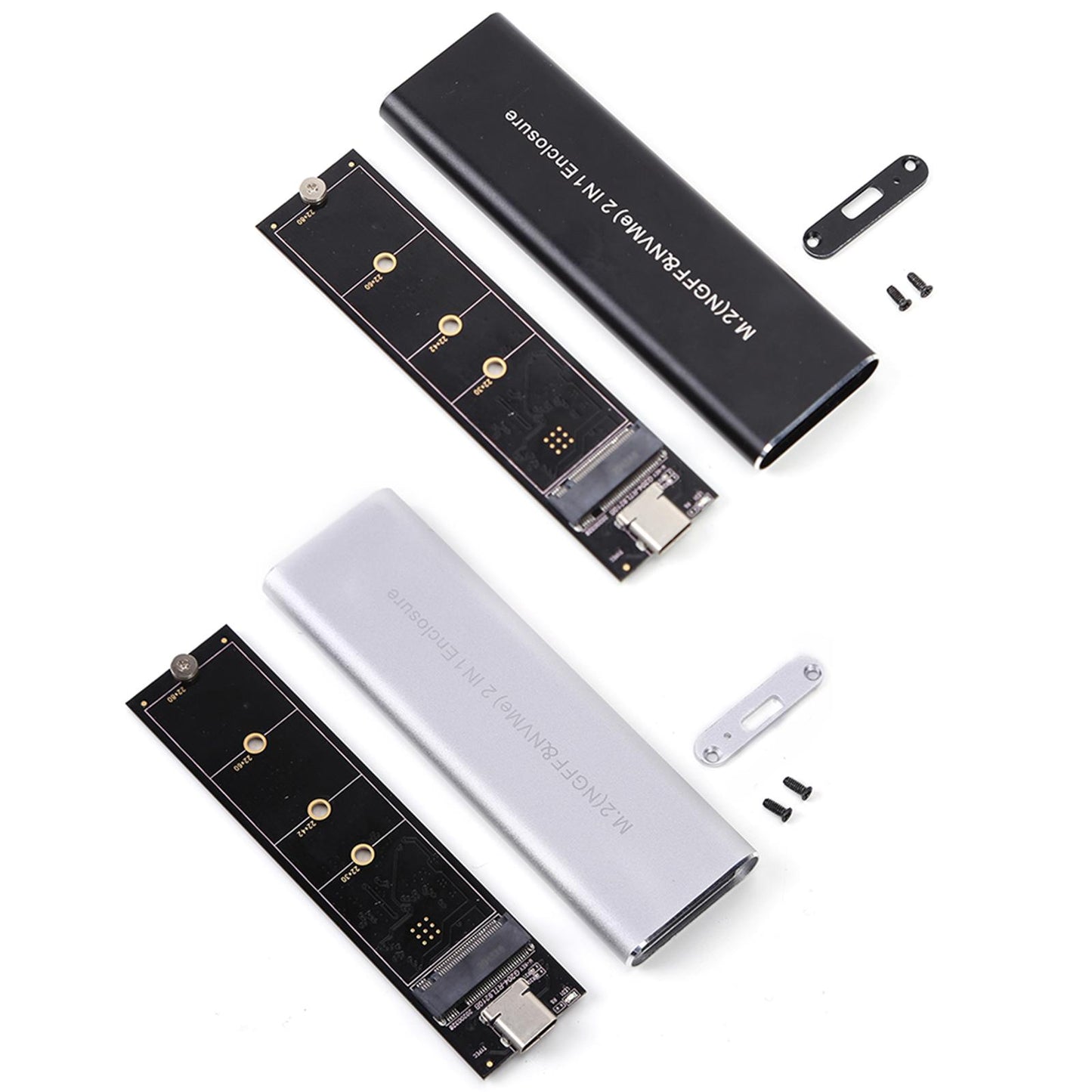 M.2 NVME SSD SATA Enclosure Adapter USB C Case Dual Protocol Silver