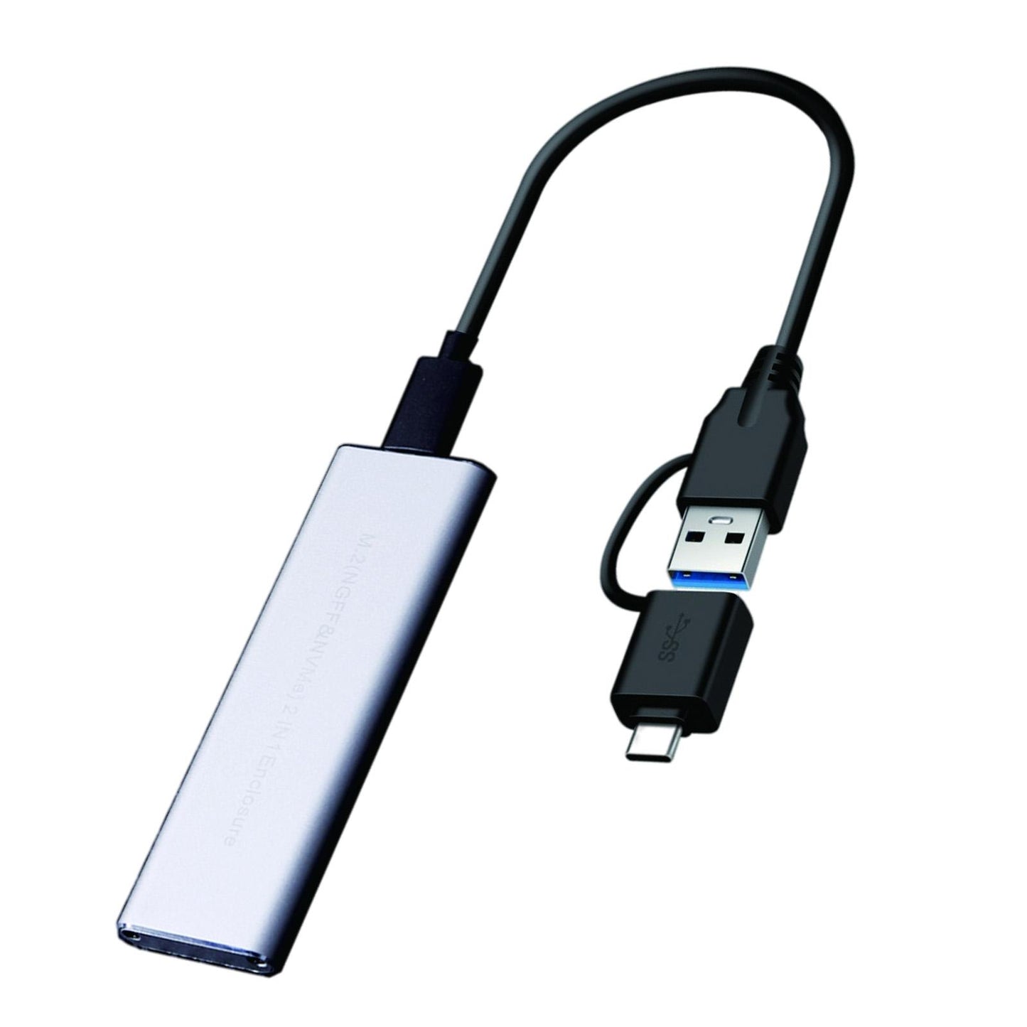 M.2 NVME SSD SATA Enclosure Adapter USB C Case Dual Protocol Silver