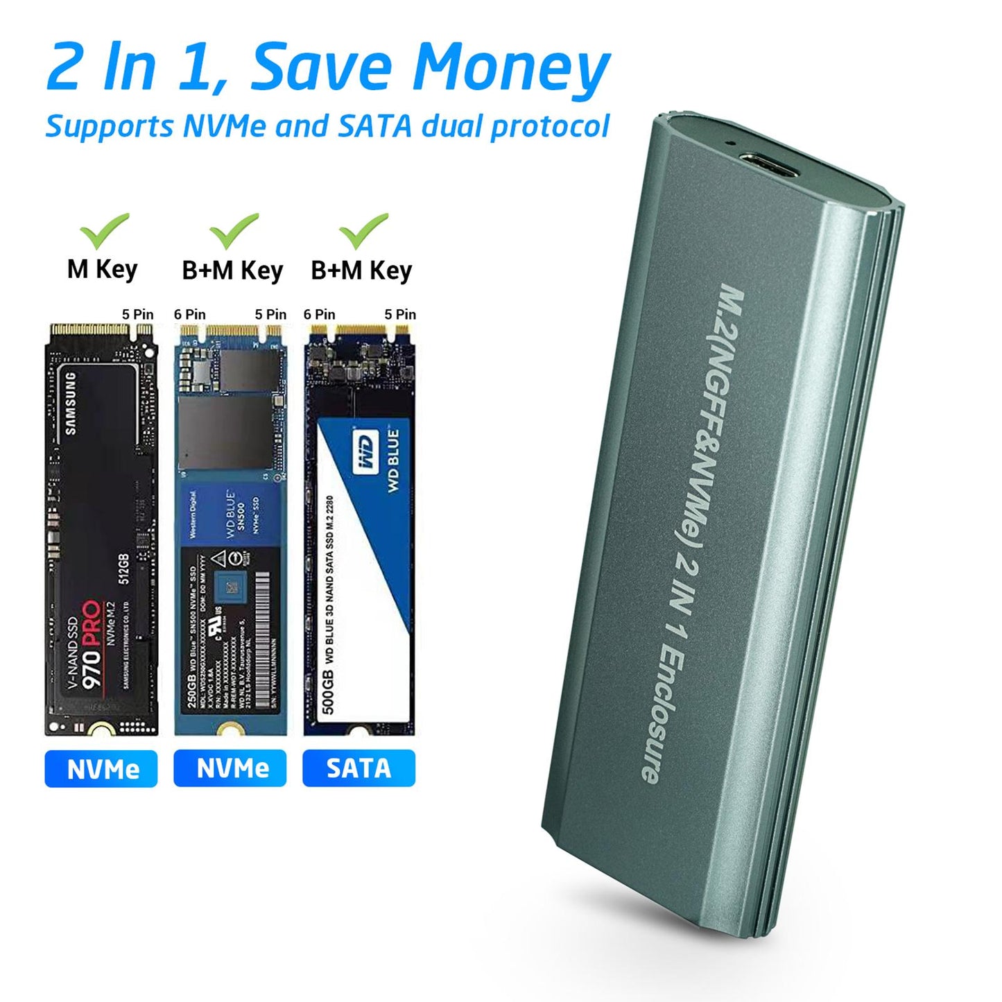 10Gbps M.2 NVME to USB 3.1 SSD Enclosure Adapter Type-C SSD External Case