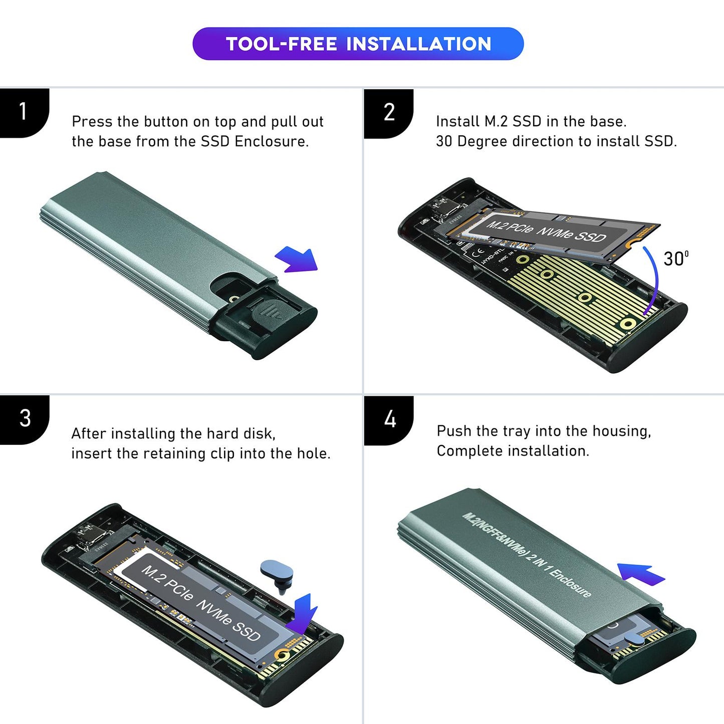 10Gbps M.2 NVME to USB 3.1 SSD Enclosure Adapter Type-C SSD External Case
