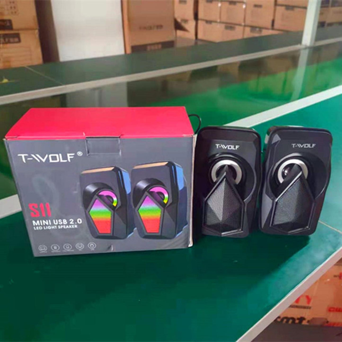 Mini USB Wired Computer Speakers with LED RGB Light Bass Stereo