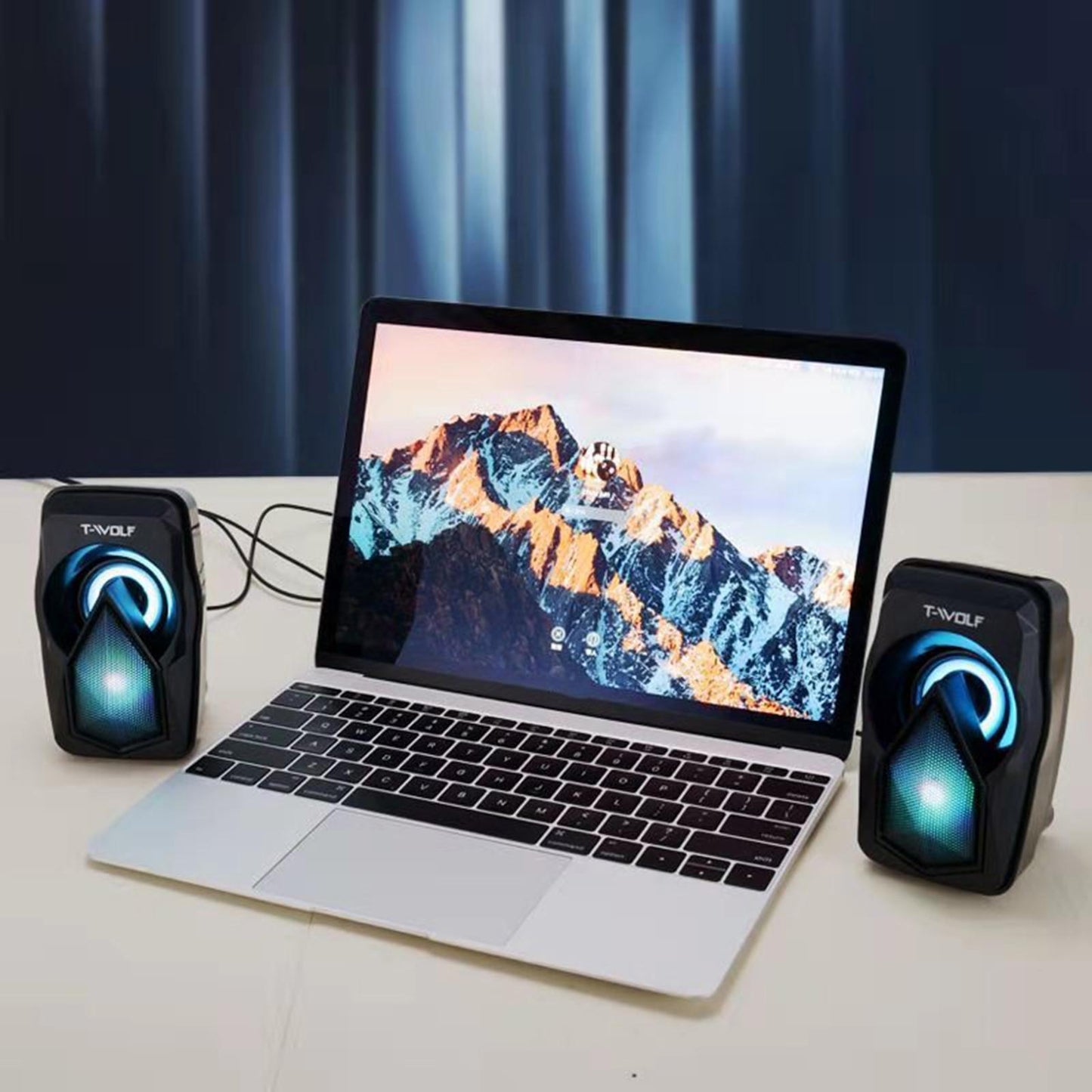 Mini USB Wired Computer Speakers with LED RGB Light Bass Stereo