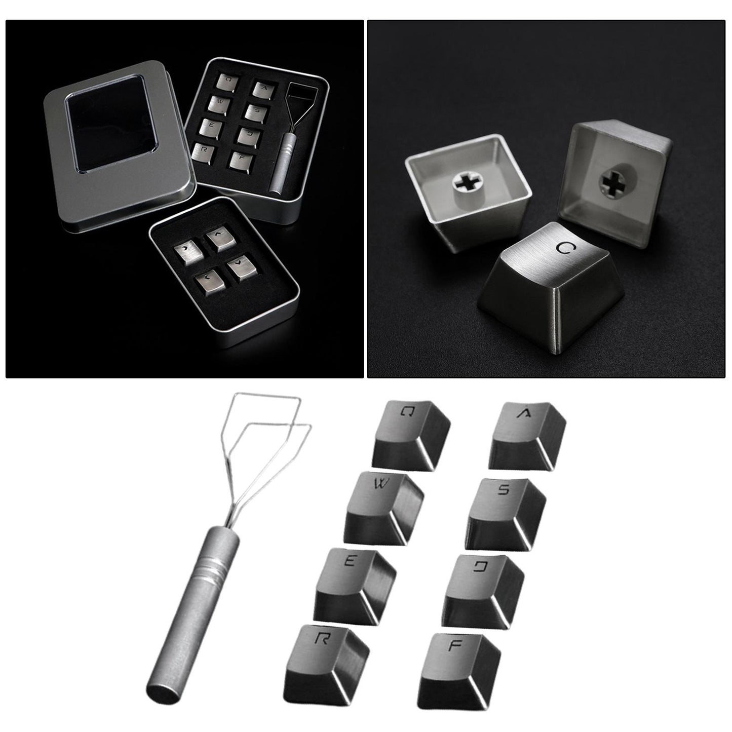 Durable Metal Stainless Steel Keycap for Cherry MX Switch Keyboard QWER+ASDF
