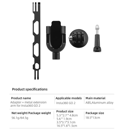 Mount Adapter Frame Bracket for Insta360 Go 2 Camera  with Stick 65g