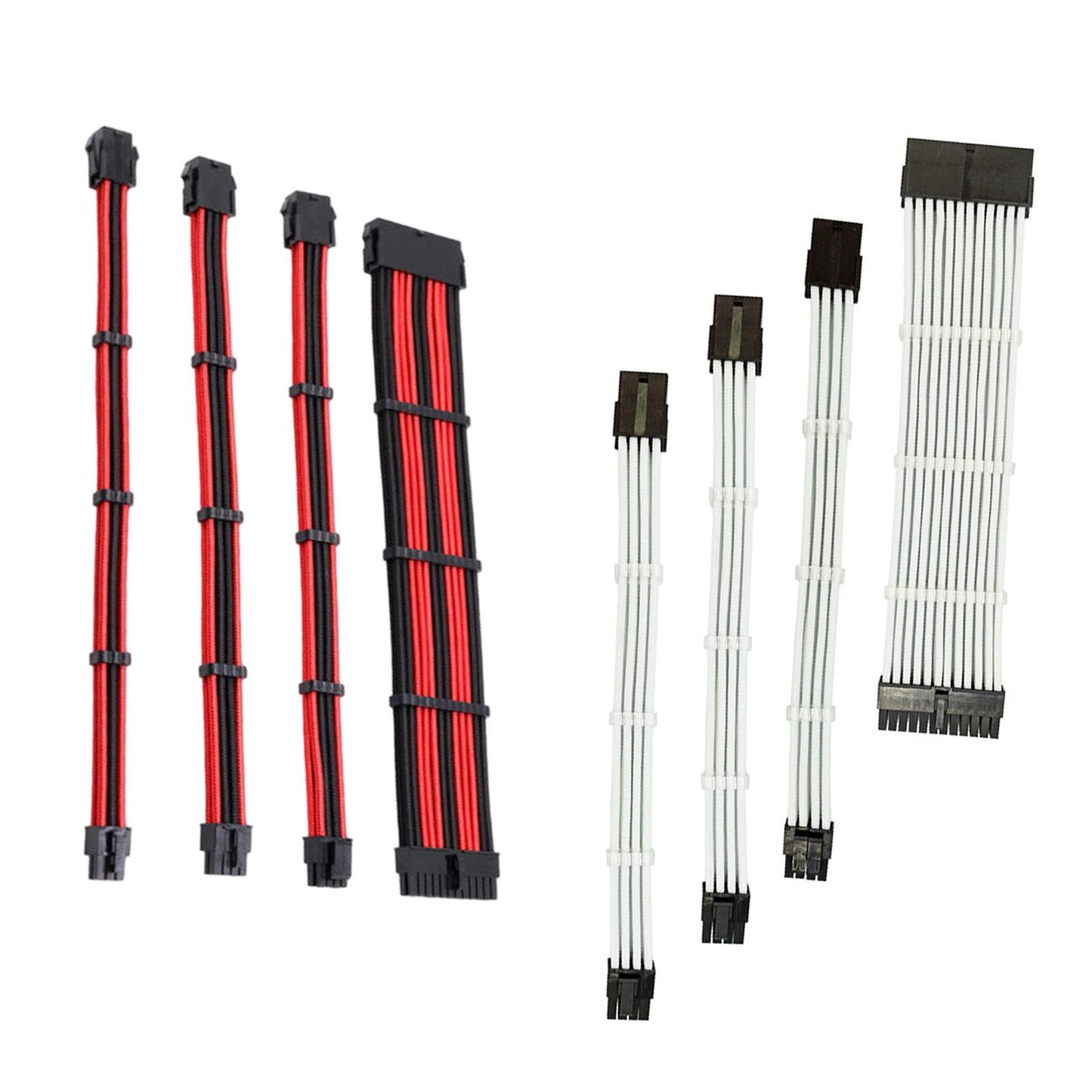 4pcs 18AWG Power Cables ATX PCI-E EPS Extension Cable Kit  White A