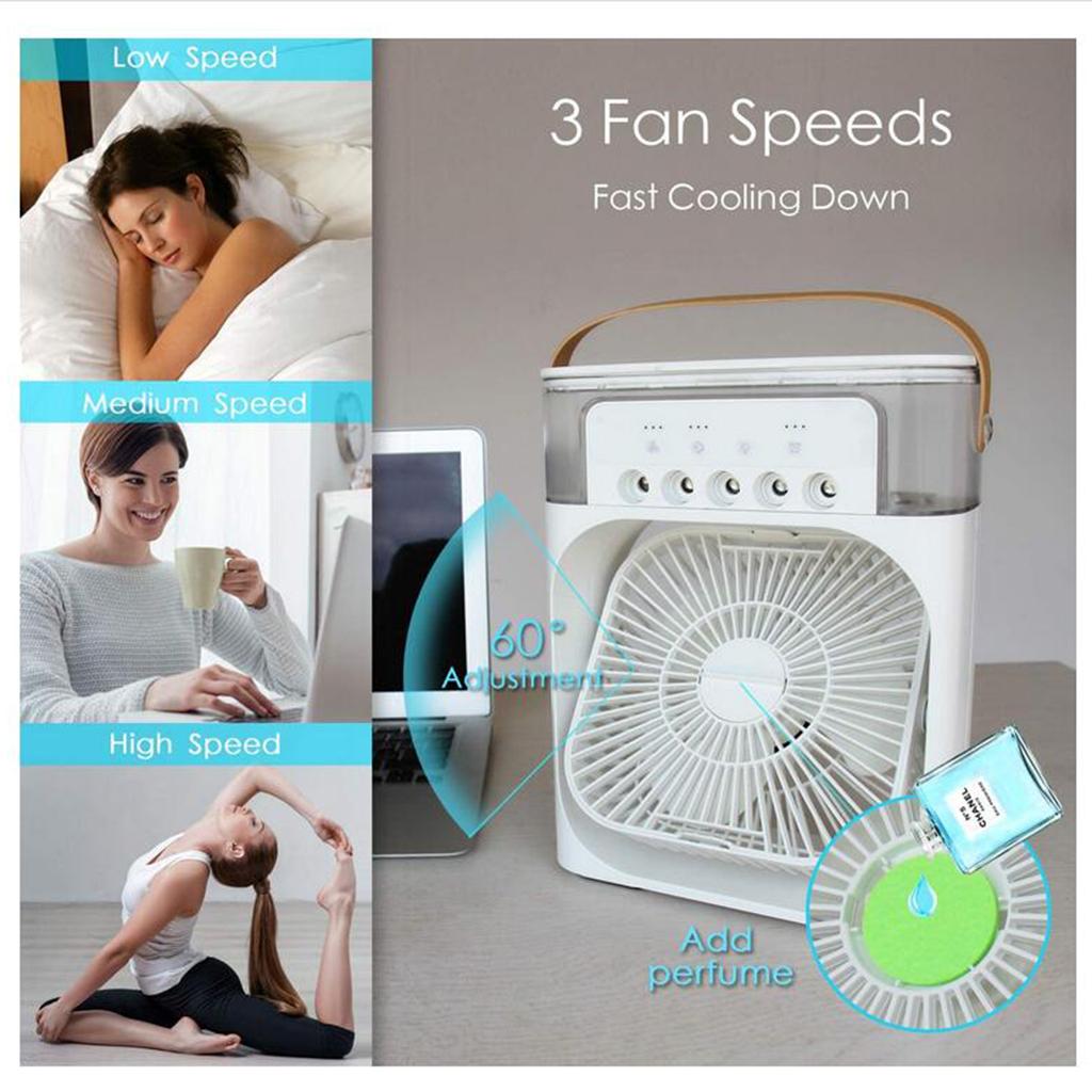 Portable Air Conditioner Fan Personal Air Cooler Desk Cooling Fan White