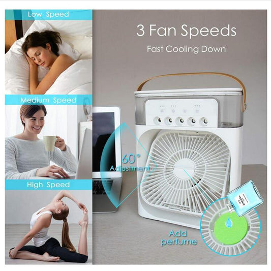 Portable Air Conditioner Fan Personal Air Cooler Desk Cooling Fan White