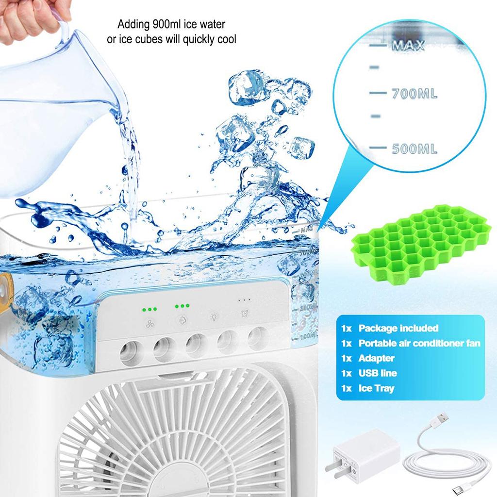 Portable Air Conditioner Fan Personal Air Cooler Desk Cooling Fan White