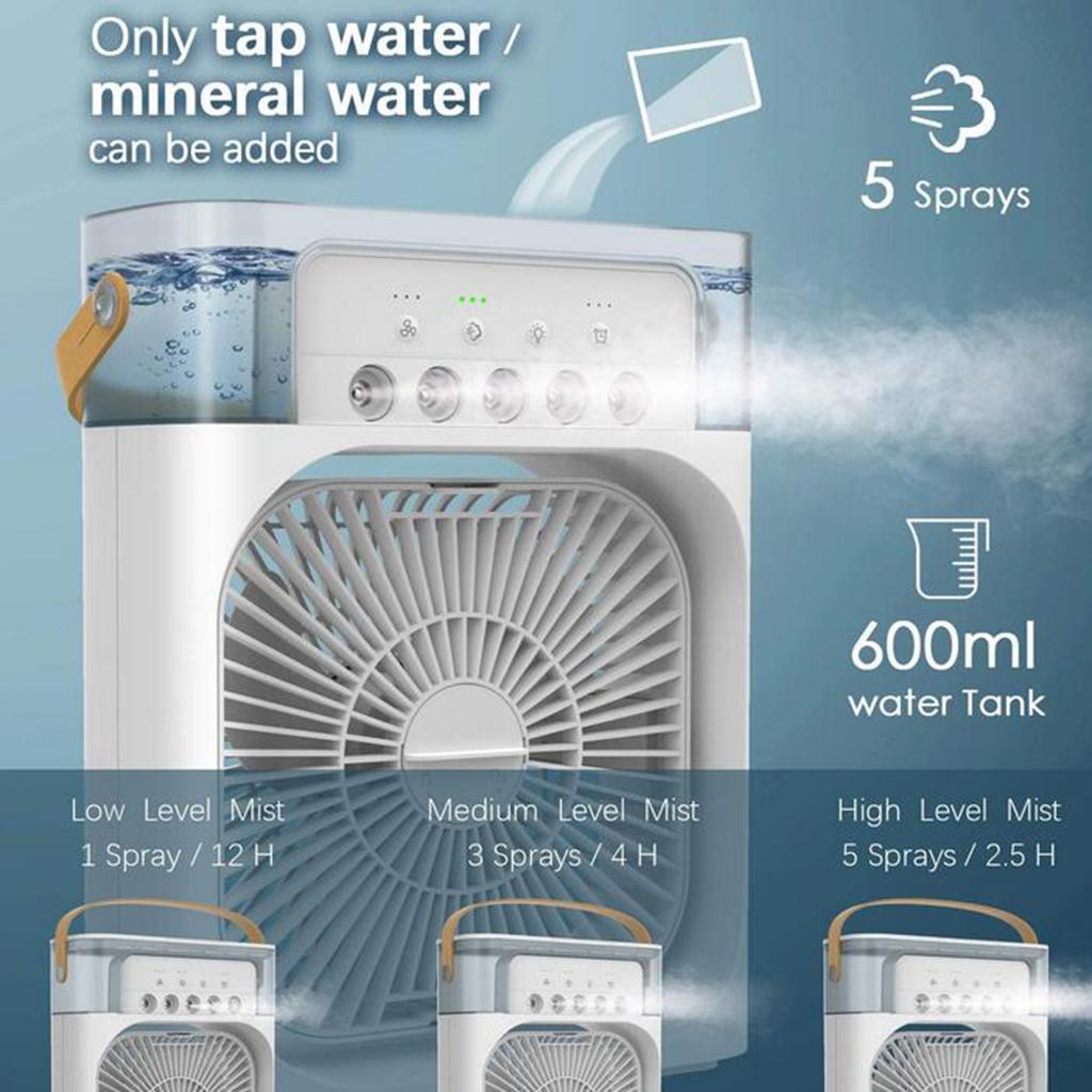 Portable Air Conditioner Fan Personal Air Cooler Desk Cooling Fan White