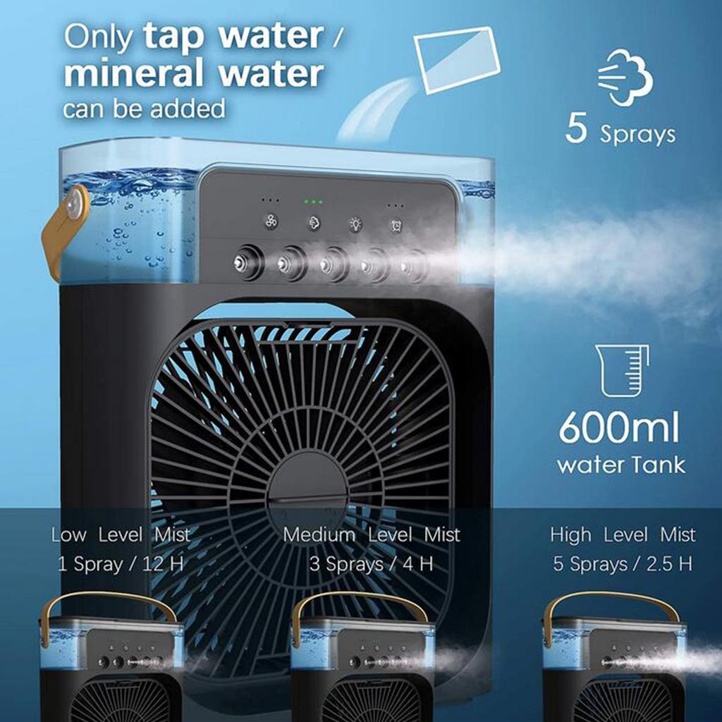Portable Air Conditioner Fan Personal Air Cooler Desk Cooling Fan Black