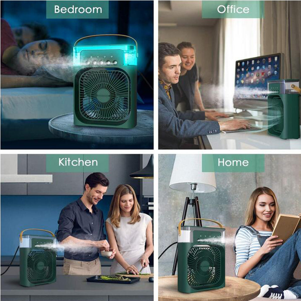 Portable Air Conditioner Fan Personal Air Cooler Desk Cooling Fan Green