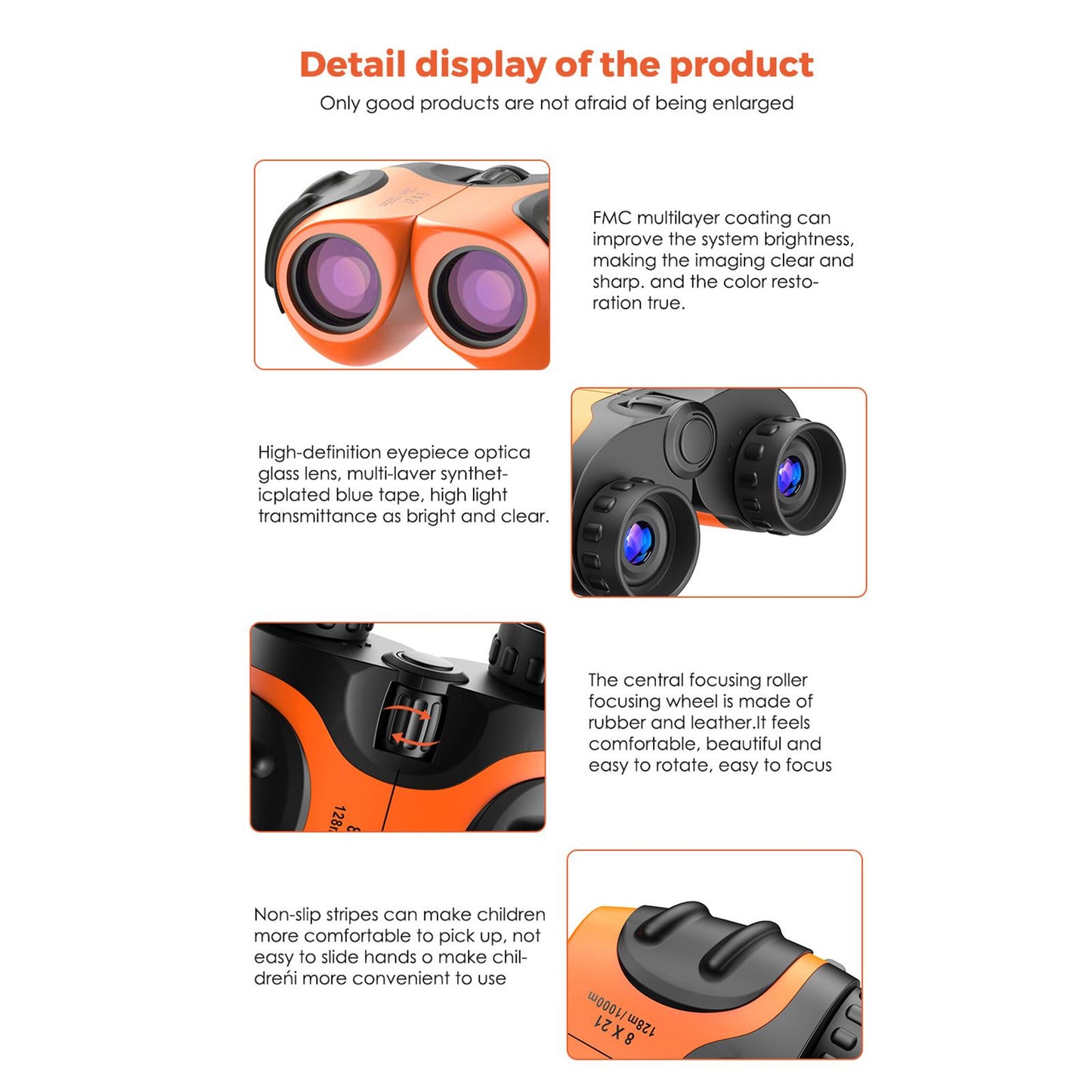 Plastic Kids Binoculars Hiking Camping Telescope Game Entertainment Children Red
