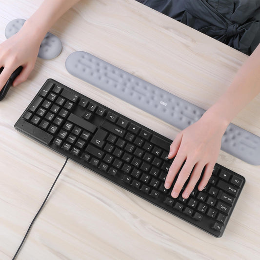 Memory Foam Keyboard Wrist Pad Mouse Cushion for Gaming Work  large gray