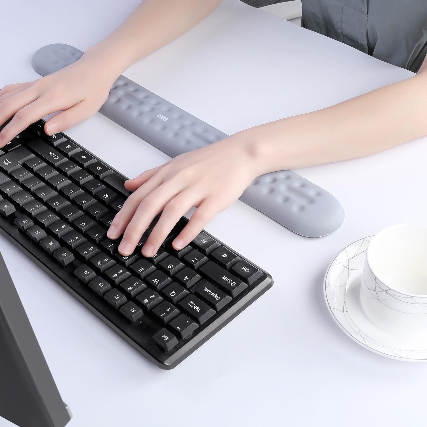 Memory Foam Keyboard Wrist Pad Mouse Cushion for Gaming Work  large gray
