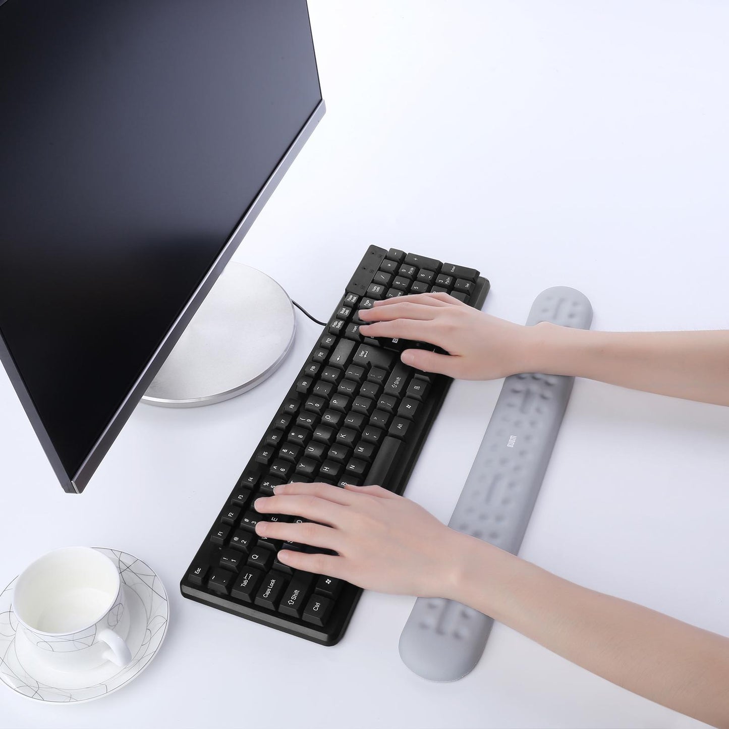 Memory Foam Keyboard Wrist Pad Mouse Cushion for Gaming Work  large gray